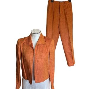 Vintage Company Ellen Tracy Petite Women’s orange 100%linen blazer size 2
